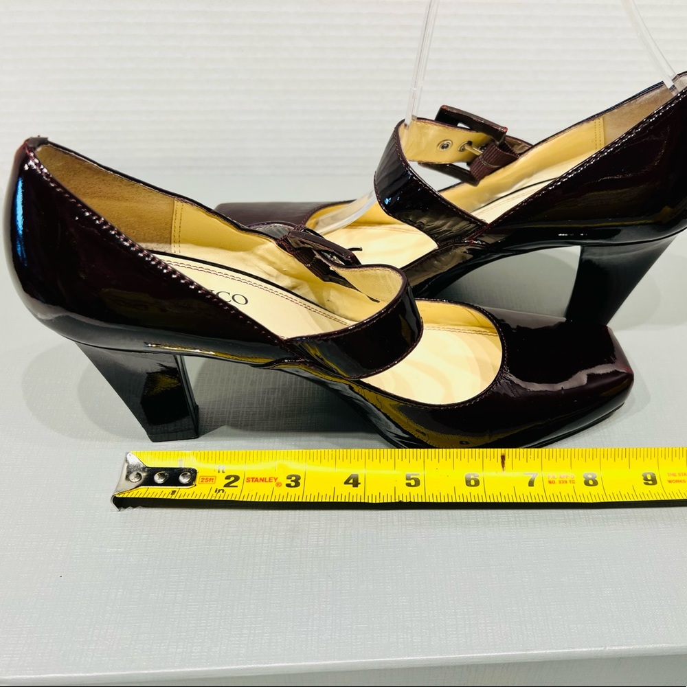 Franco Sarto Mary Jane Tenor Square Toes Side Buckle Closure Patent Leather - Picture 13 of 14